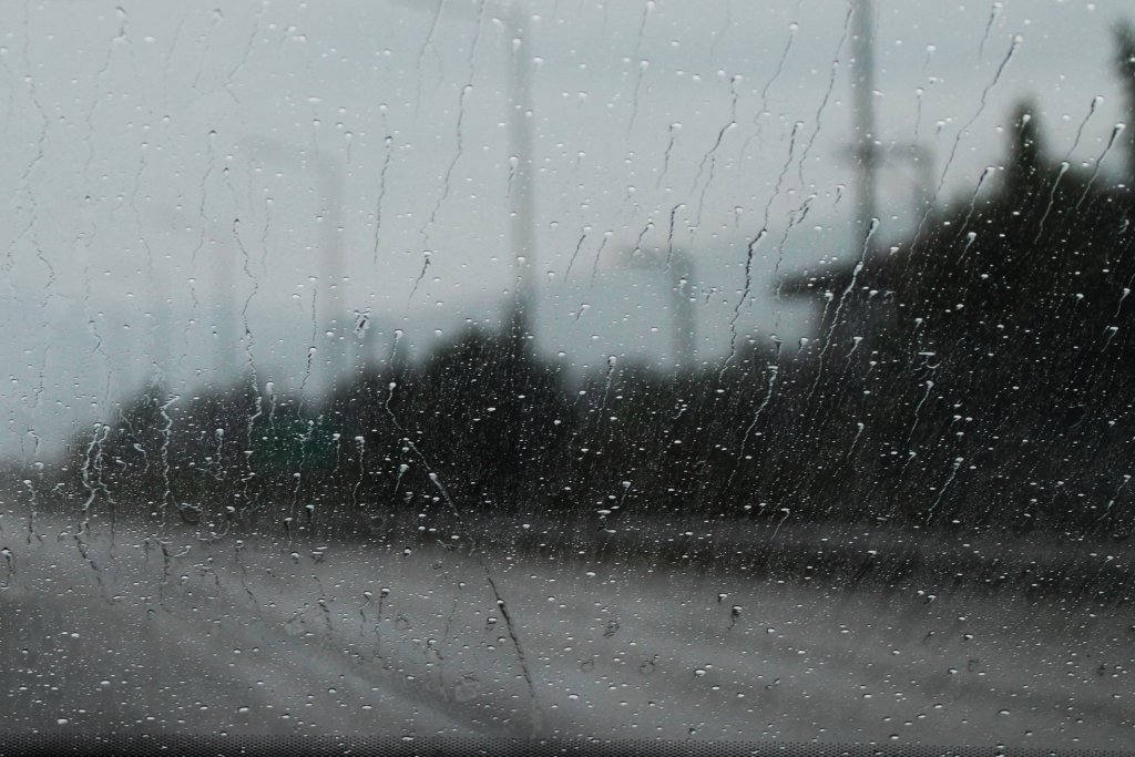 Rain on a car window 